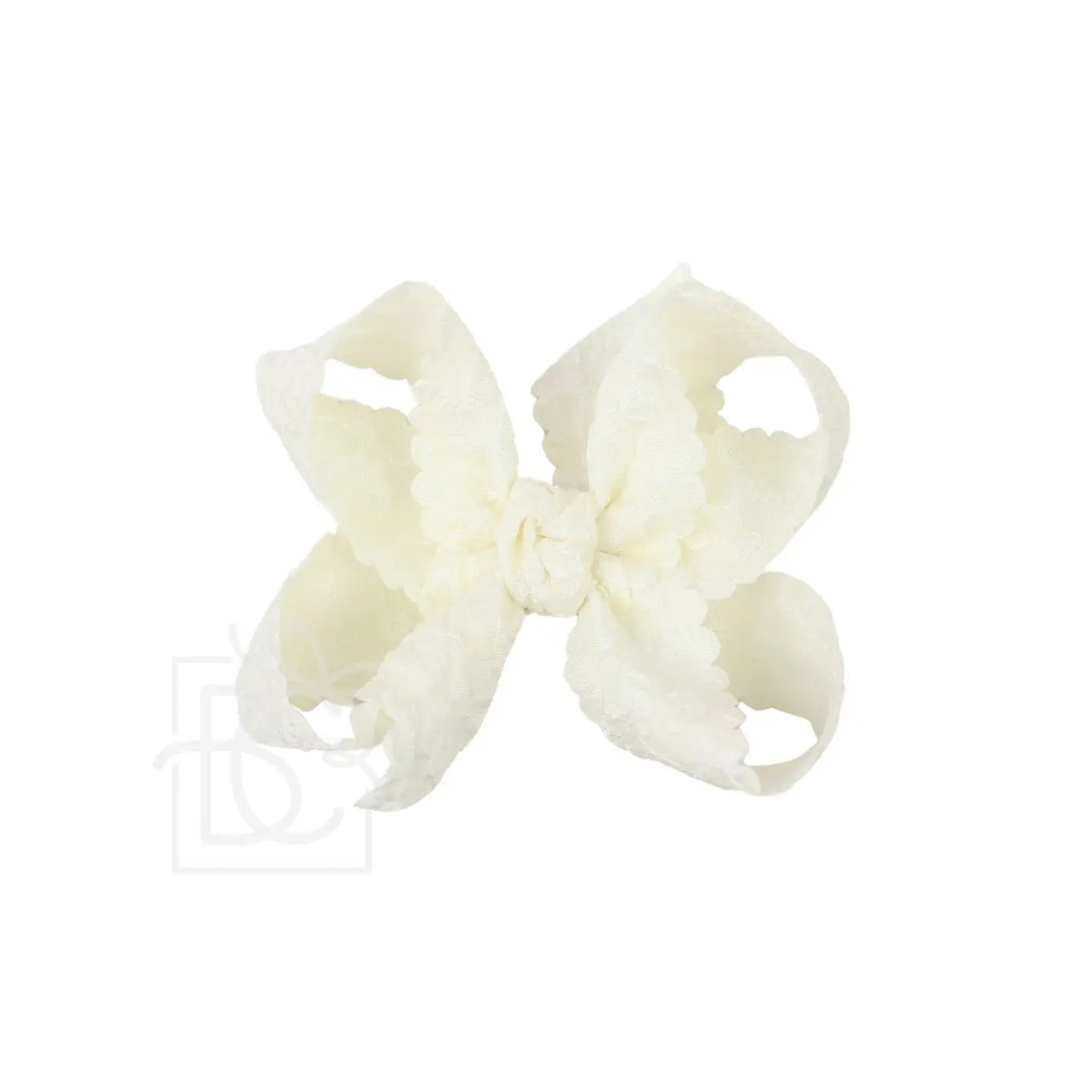 Large Scalloped Lace Bow in Antique White - Doodlebug's Children's Boutique