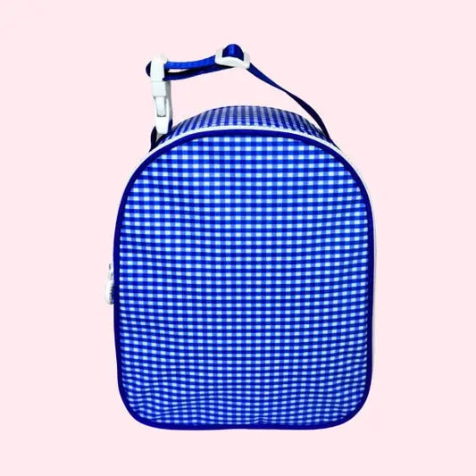 Wipeable Electric Blue Gingham Gumdrop Lunch Box