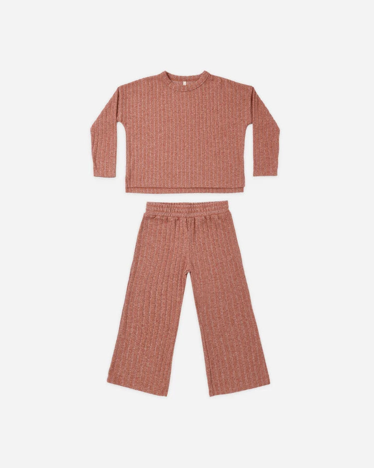 Cozy Rib Knit Set in Ruby