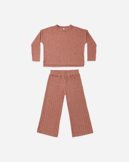 Cozy Rib Knit Set in Ruby