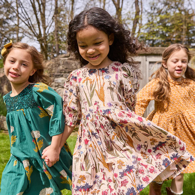 Brooke Dress in Autumn Flowers  - Doodlebug's Children's Boutique