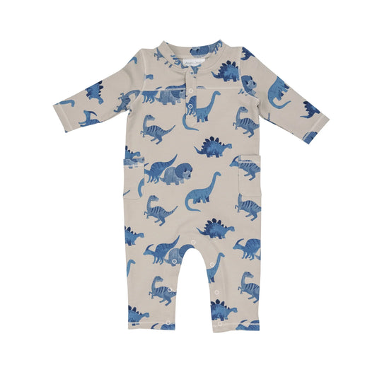French Terry Romper in Dino  - Doodlebug's Children's Boutique