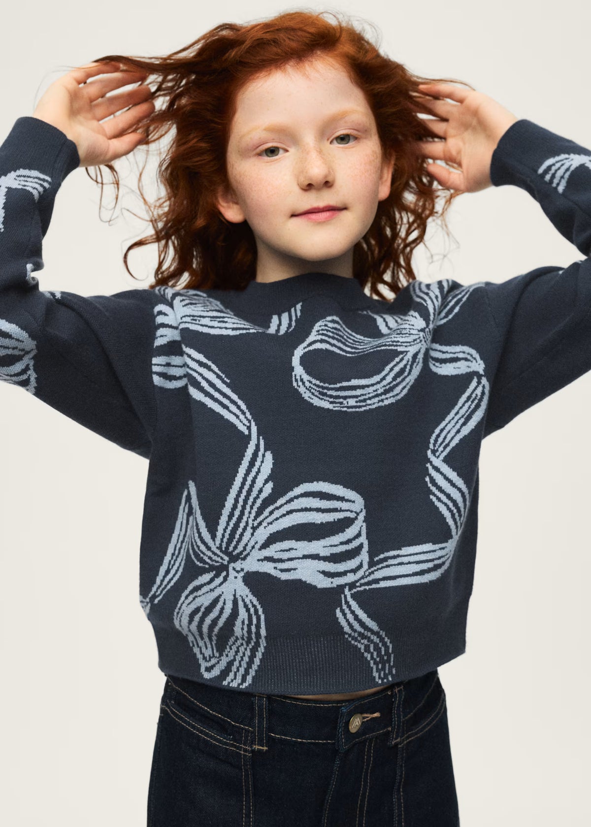 Ink Blue Bow Sweater - Doodlebug's Children's Boutique