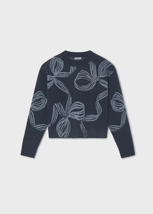 Ink Blue Bow Sweater - Doodlebug's Children's Boutique