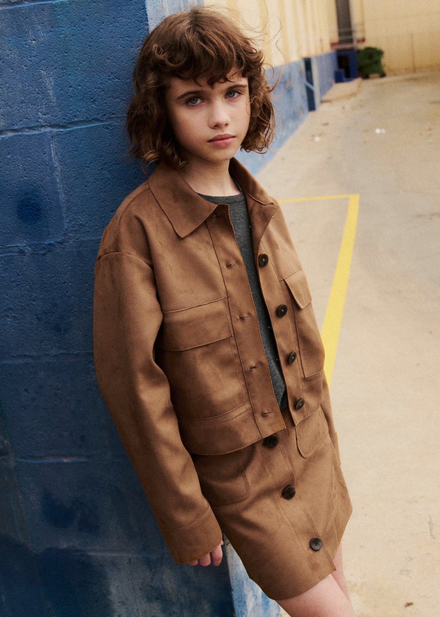 Caramel Suede Button Skirt - Doodlebug's Children's Boutique