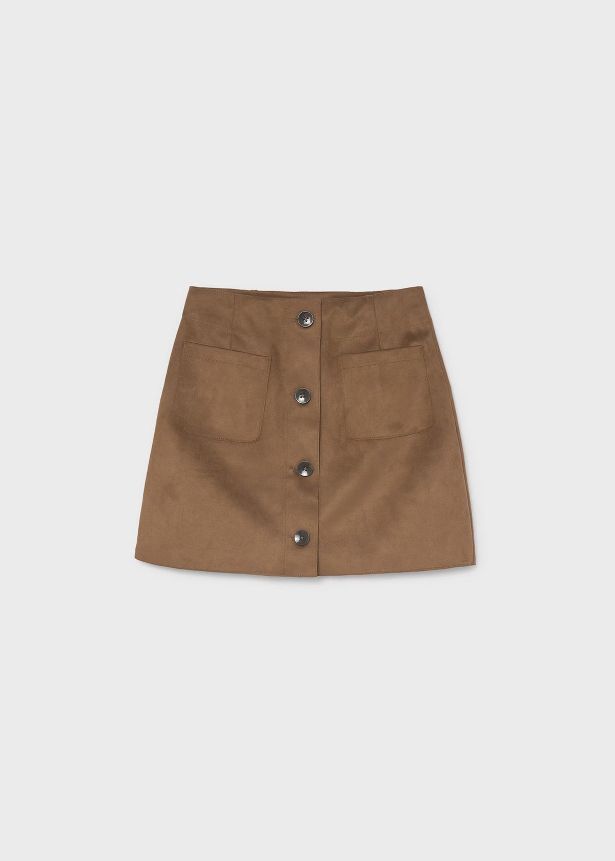 Caramel Suede Button Skirt - Doodlebug's Children's Boutique