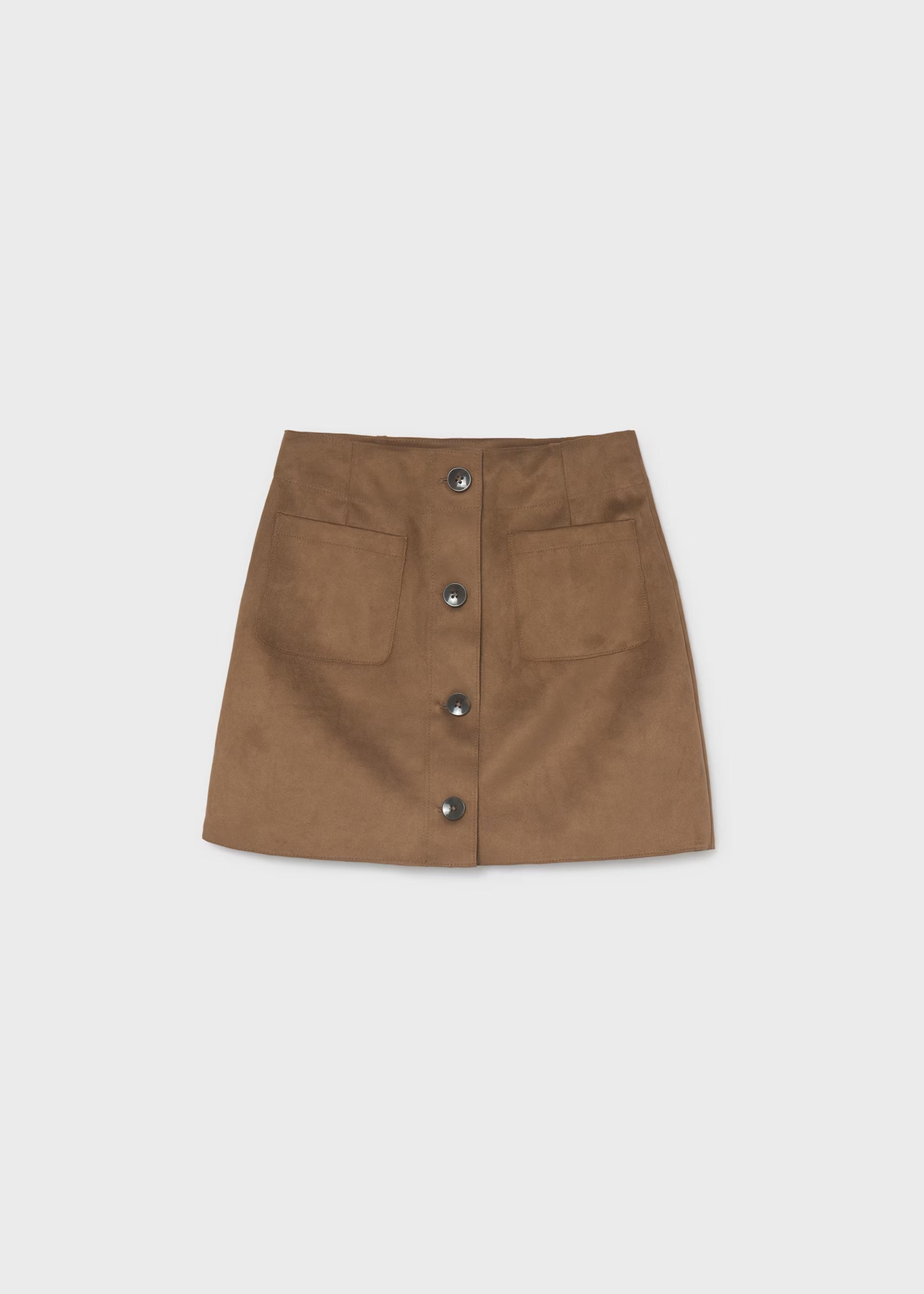 Caramel Suede Button Skirt - Doodlebug's Children's Boutique