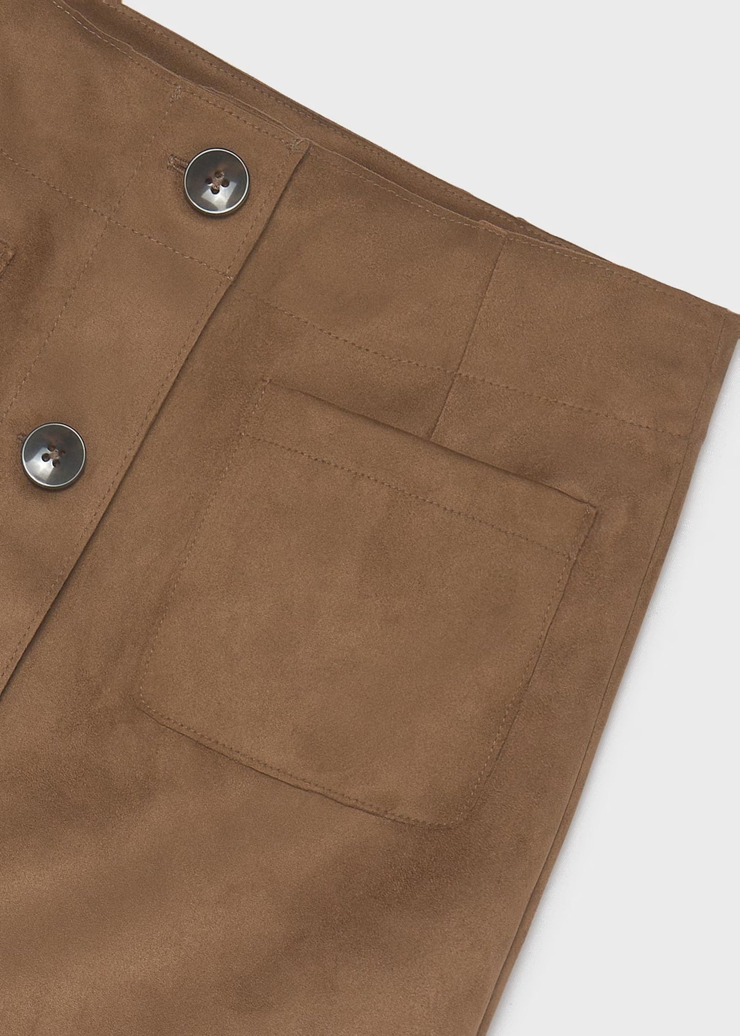 Caramel Suede Button Skirt - Doodlebug's Children's Boutique