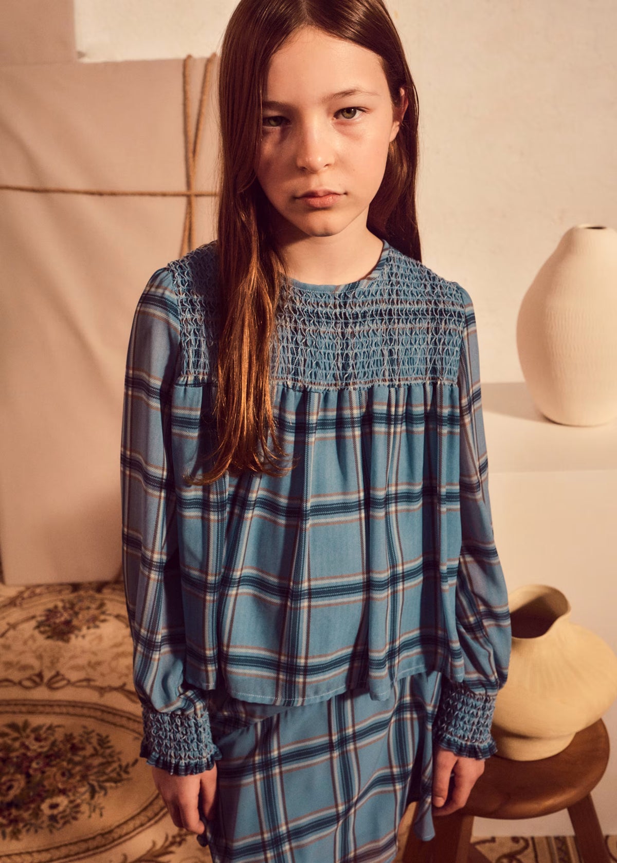 Iceburg Plaid Smocked Chiffon Top - Doodlebug's Children's Boutique