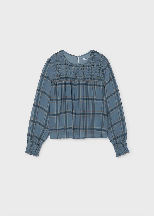 Iceburg Plaid Smocked Chiffon Top - Doodlebug's Children's Boutique
