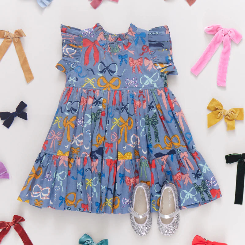 Jennifer Dress in Bows on Bows  - Doodlebug's Children's Boutique