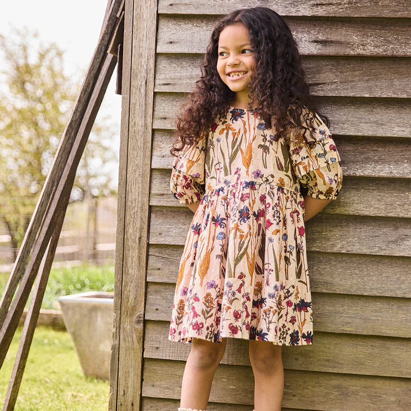 Brooke Dress in Autumn Flowers  - Doodlebug's Children's Boutique