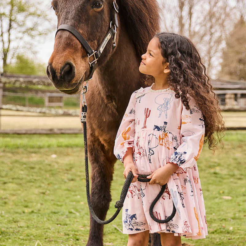 Charlie Dress in Pink Cowgirls  - Doodlebug's Children's Boutique