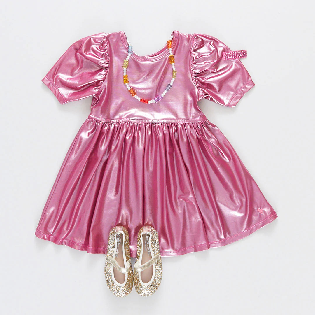 Lame' Laurie Dress in Pink  - Doodlebug's Children's Boutique