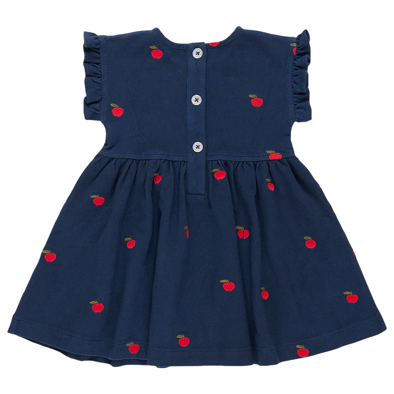 Adaline Ruffle Dress in Apples Embroidery  - Doodlebug's Children's Boutique