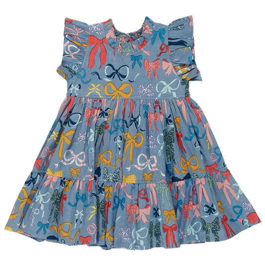 Jennifer Dress in Bows on Bows  - Doodlebug's Children's Boutique