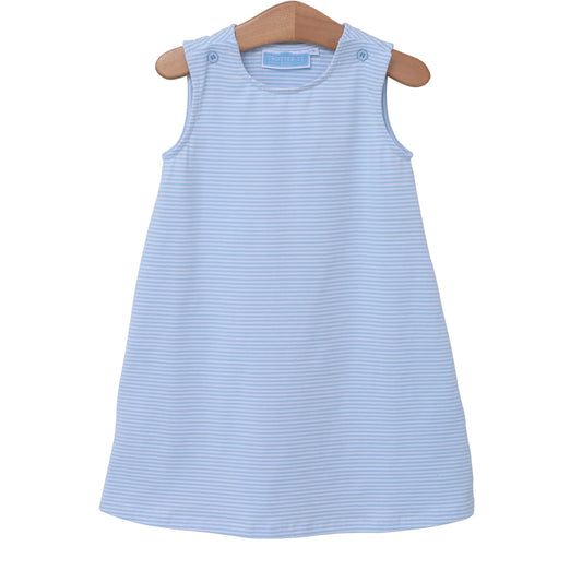Caroline Dress in Light Blue Stripe  - Doodlebug's Children's Boutique