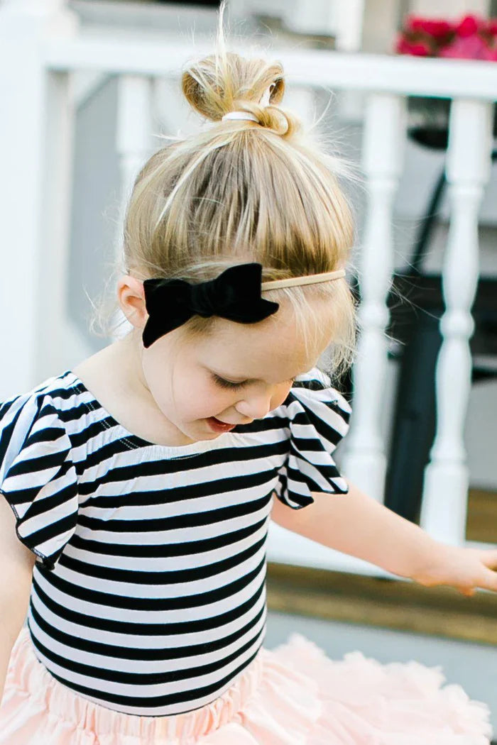 Black Velvet Bow on Nylon - Doodlebug's Children's Boutique