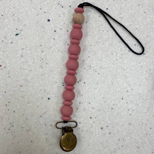 Grande Eden Paci and Toy Clip in Dusty Rose  - Doodlebug's Children's Boutique