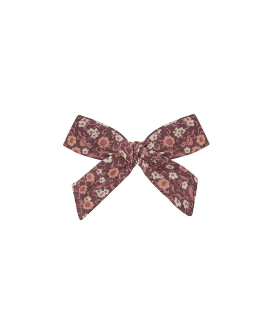 Hair Bow in Plum Floral  - Doodlebug's Children's Boutique
