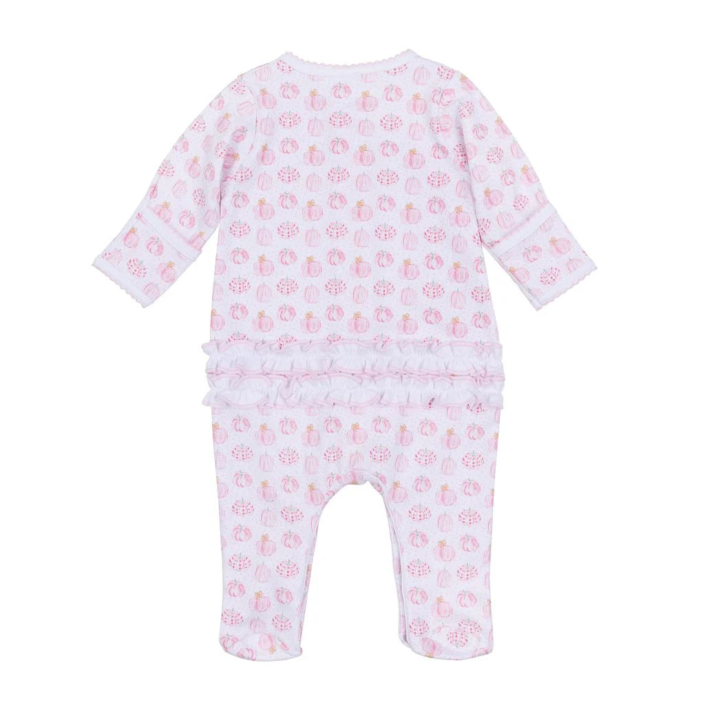 Precious Pumpkins Ruffle Footie in Pink - Doodlebug's Children's Boutique