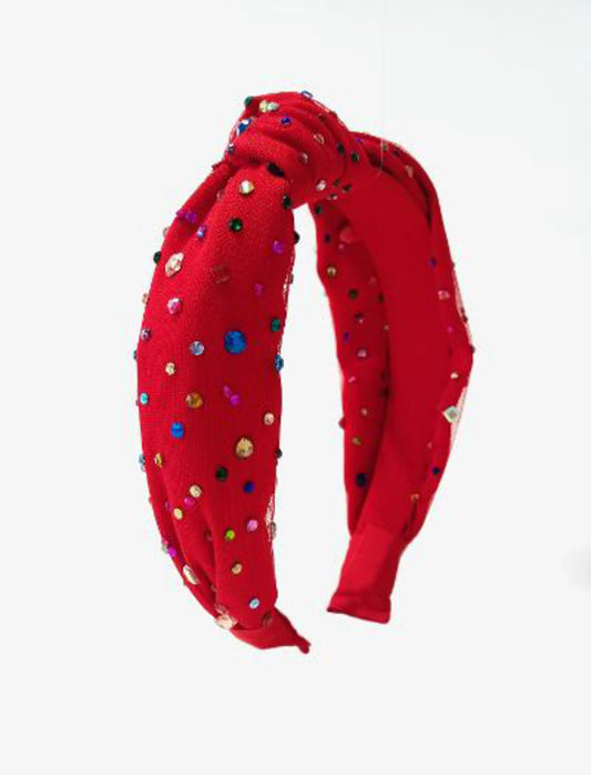 Red Bejeweled Headband  - Doodlebug's Children's Boutique