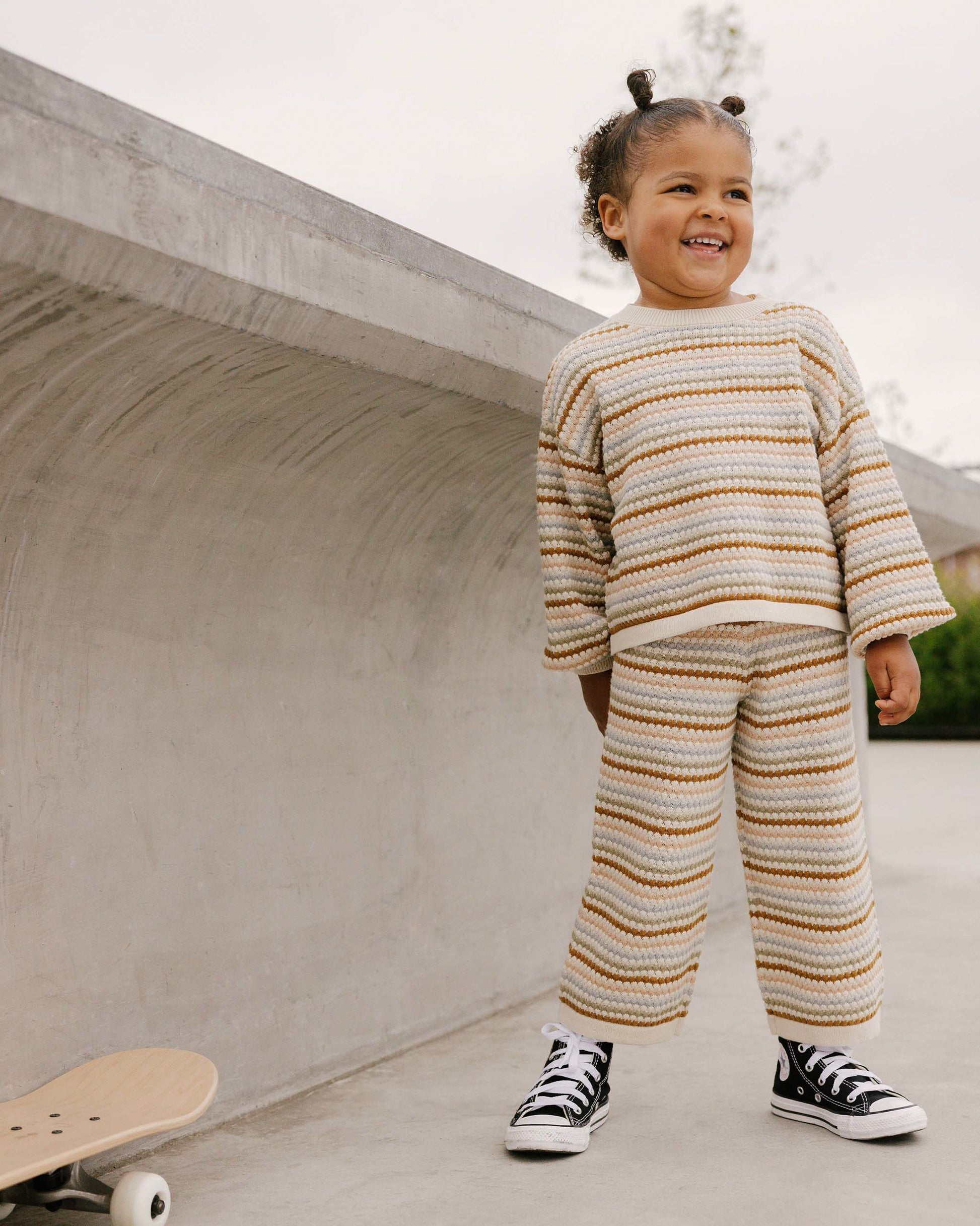 Boxy Crop Sweater in Honeycomb Stripe  - Doodlebug's Children's Boutique