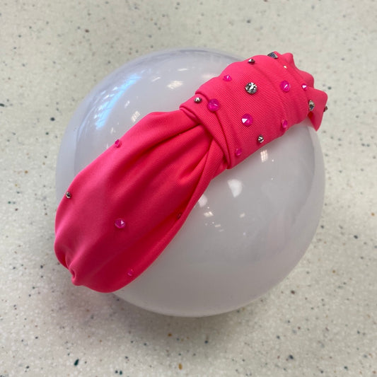 Neon Pink Rhinestone Headband  - Doodlebug's Children's Boutique