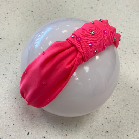 Neon Pink Rhinestone Headband  - Doodlebug's Children's Boutique