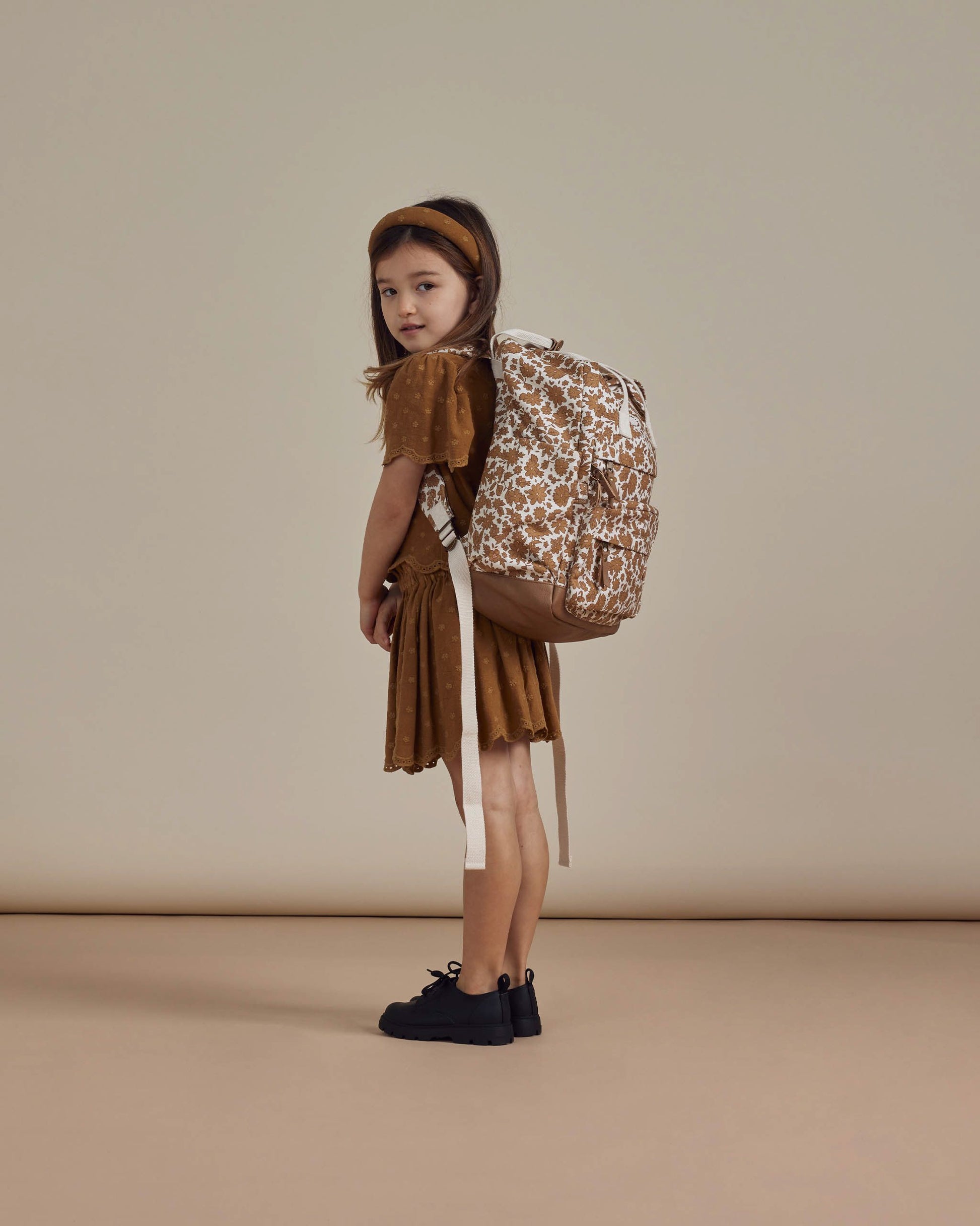 School Backpack in Gold Gardens  - Doodlebug's Children's Boutique