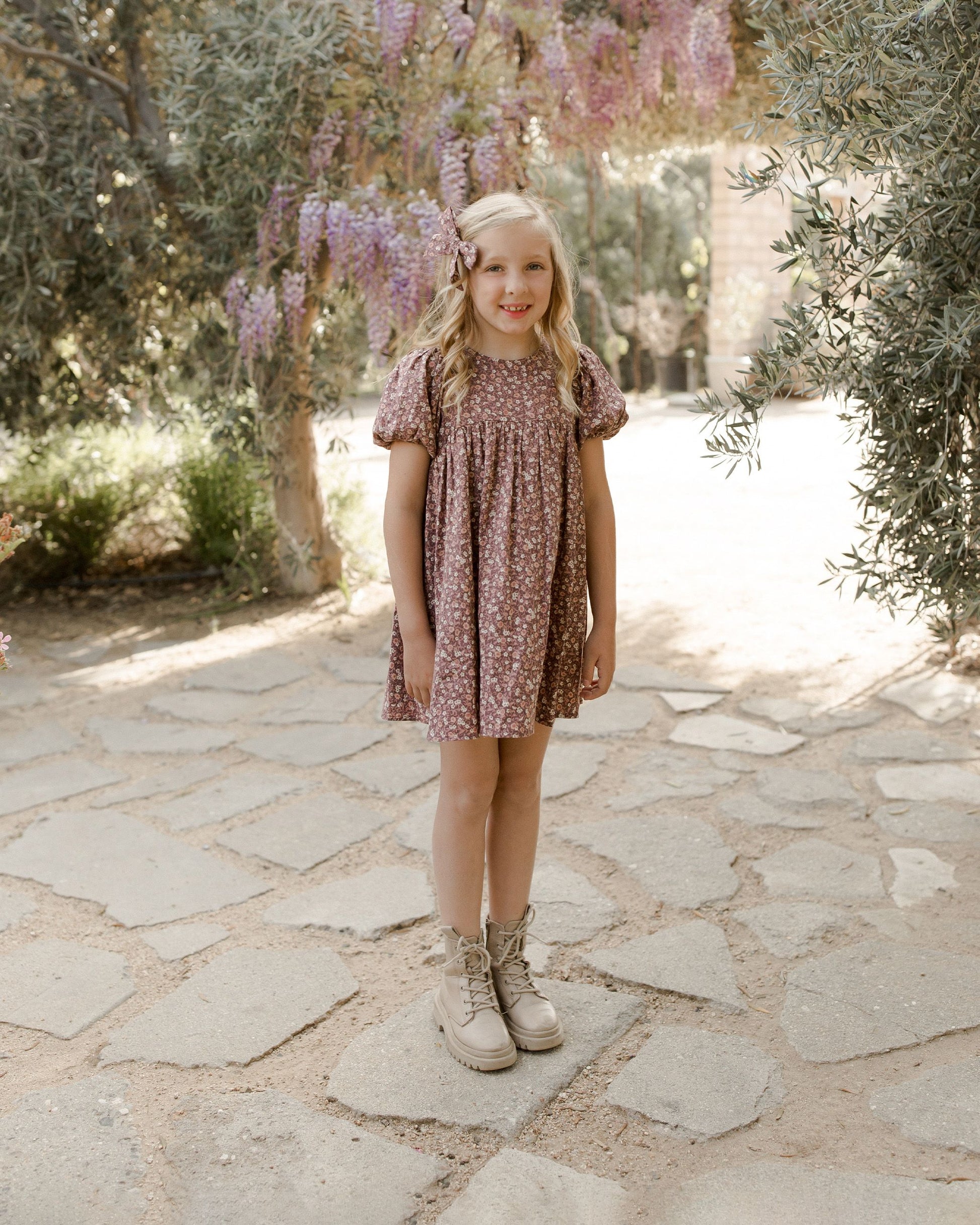 Naomi Dress in Plum Floral  - Doodlebug's Children's Boutique