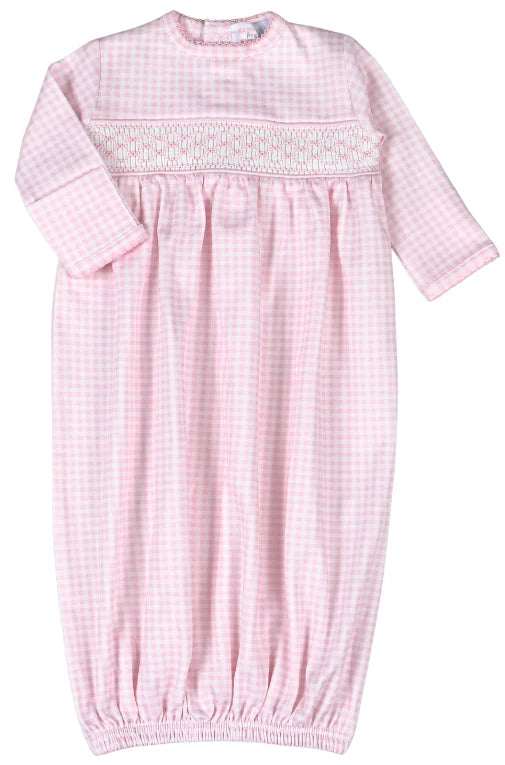 Pink Gingham Hand Smocked Gown - Doodlebug's Children's Boutique