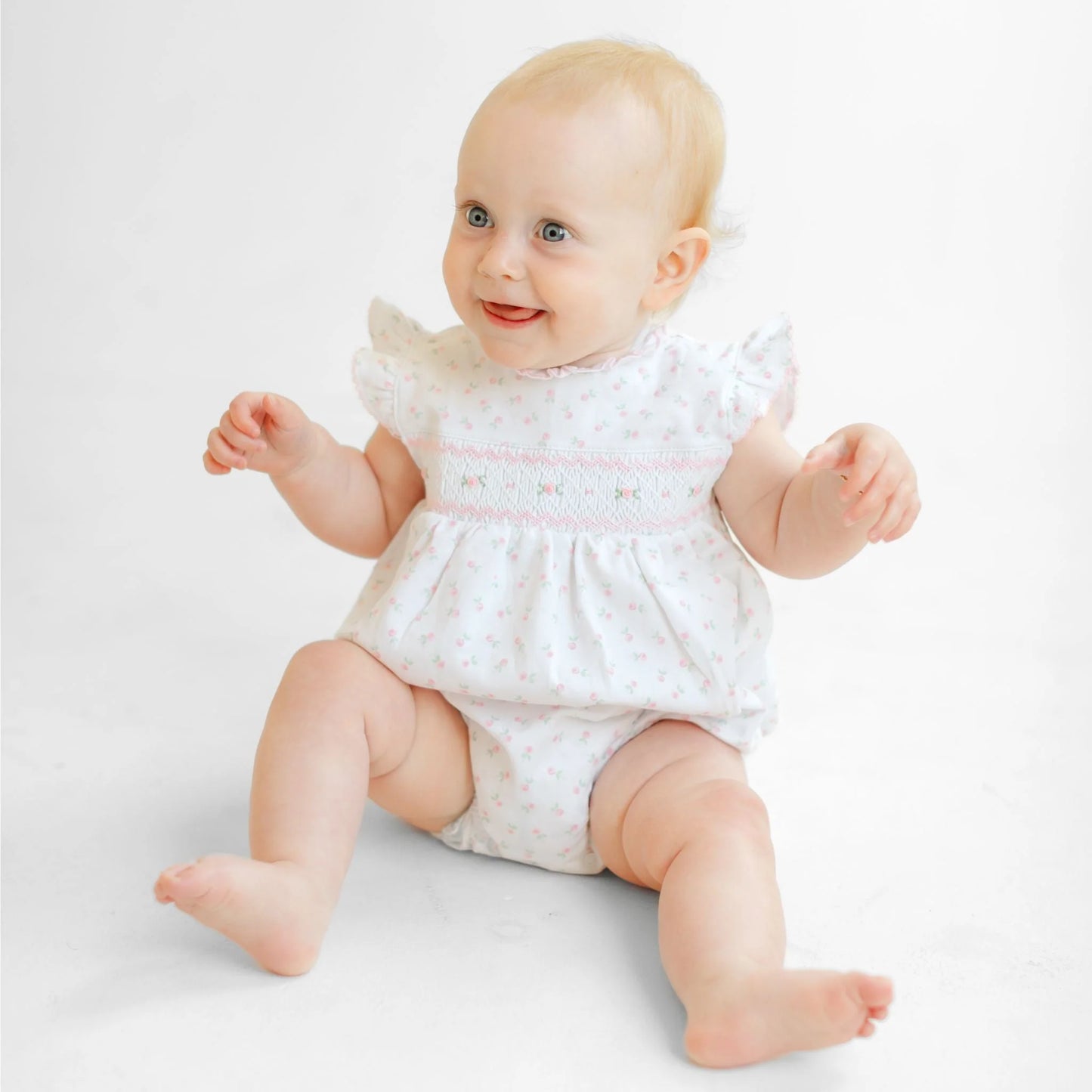 Juliette's Classics Smocked Printed Flutters Bubble - Doodlebug's Children's Boutique