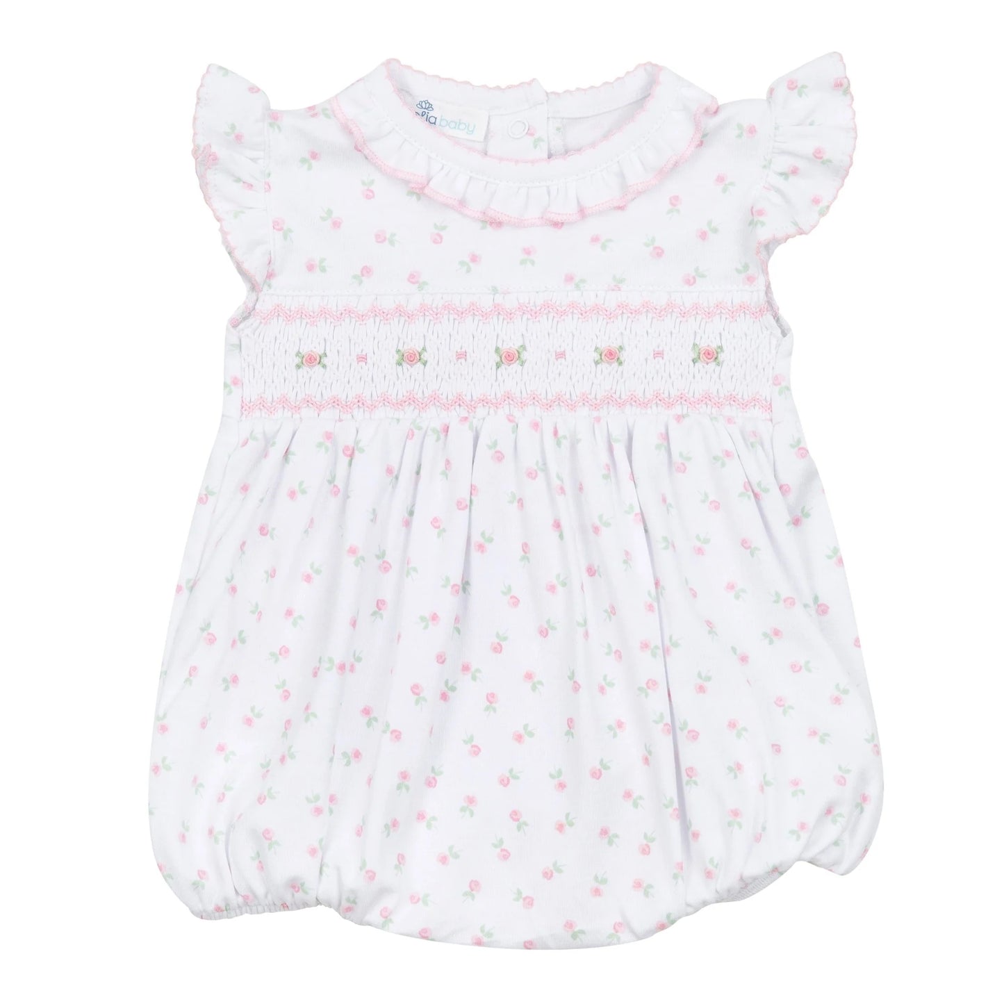 Juliette's Classics Smocked Printed Flutters Bubble - Doodlebug's Children's Boutique