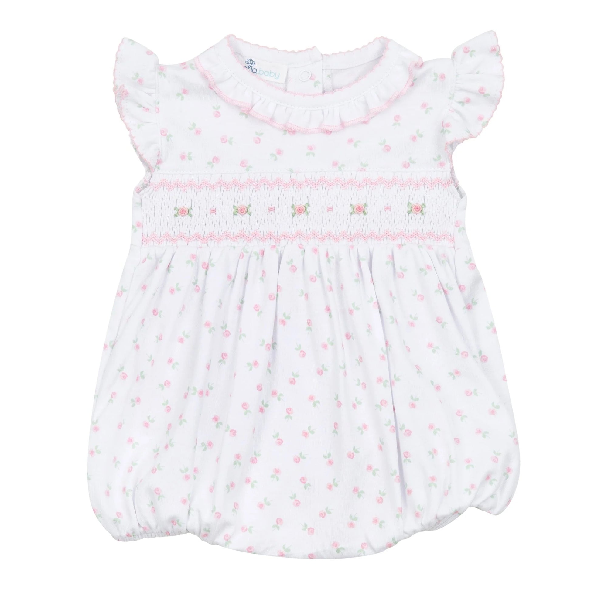 Juliette's Classics Smocked Printed Flutters Bubble - Doodlebug's Children's Boutique