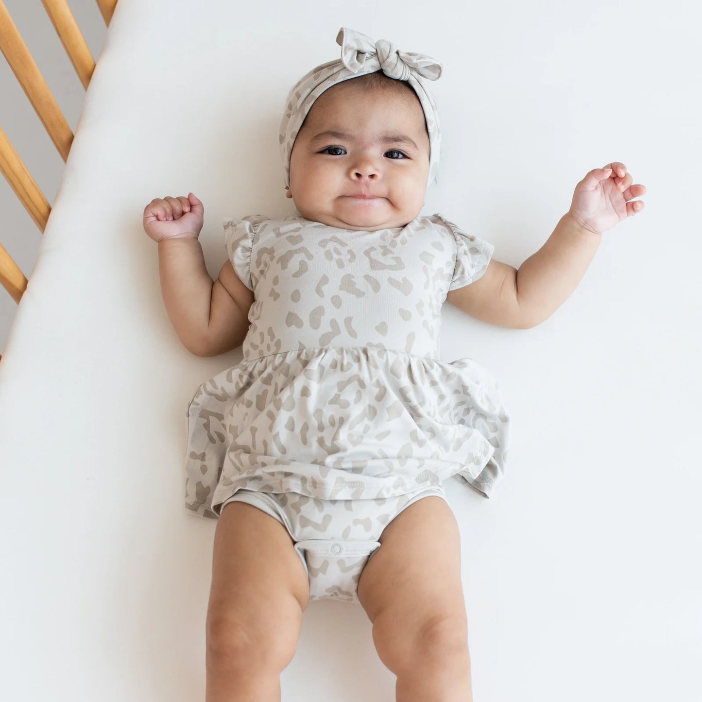Bow Wrap in Oat Leopard  - Doodlebug's Children's Boutique