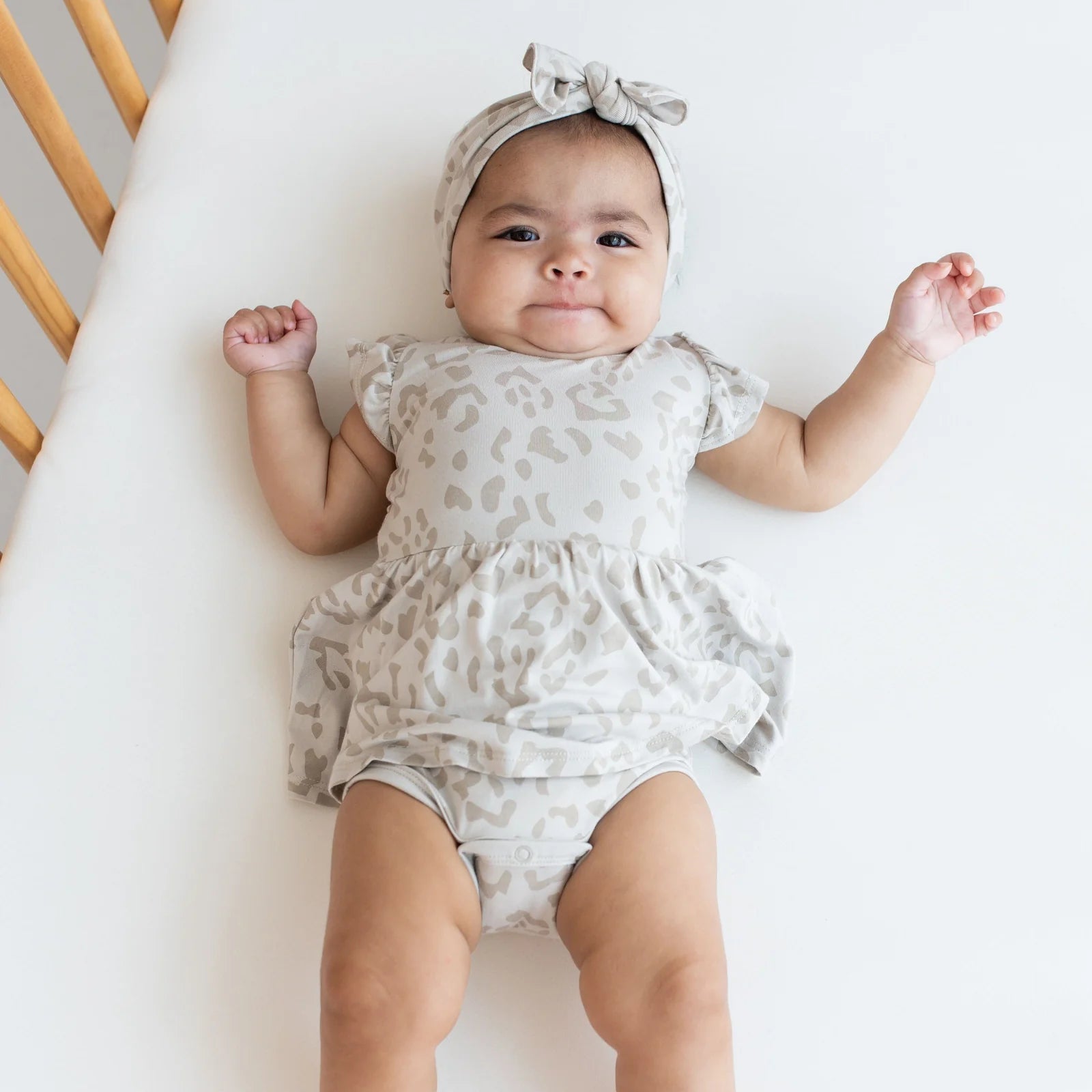 Bow Wrap in Oat Leopard  - Doodlebug's Children's Boutique