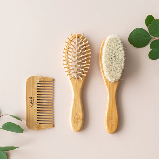 Bamboo Hair Brushes and Comb Set - Doodlebug's Children's Boutique