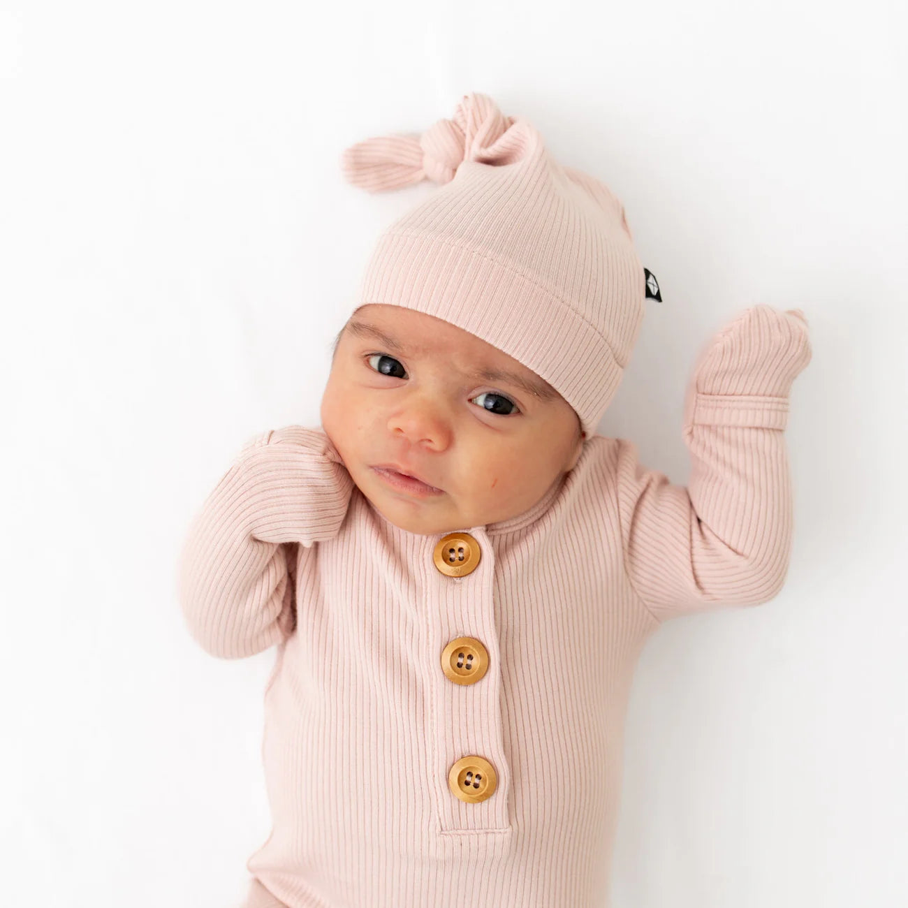 Ribbed Knotted Gown with Hat Set in Blush - Doodlebug's Children's Boutique