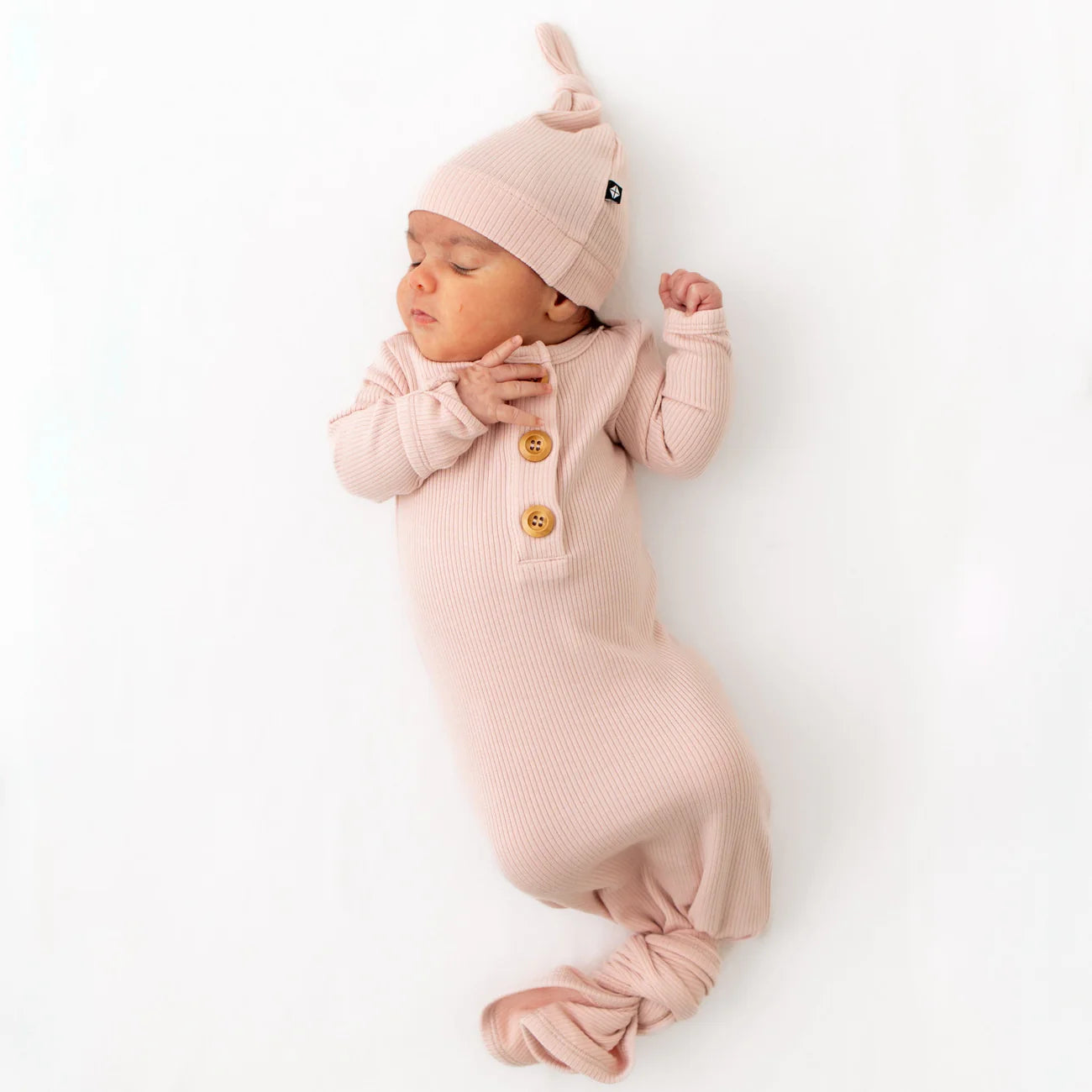 Ribbed Knotted Gown with Hat Set in Blush - Doodlebug's Children's Boutique