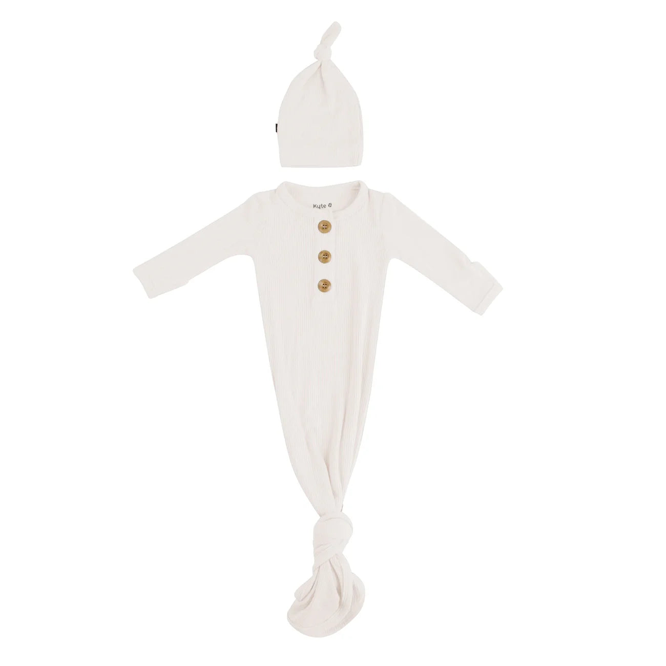 Ribbed Knotted Gown with Hat Set in Oat - Doodlebug's Children's Boutique
