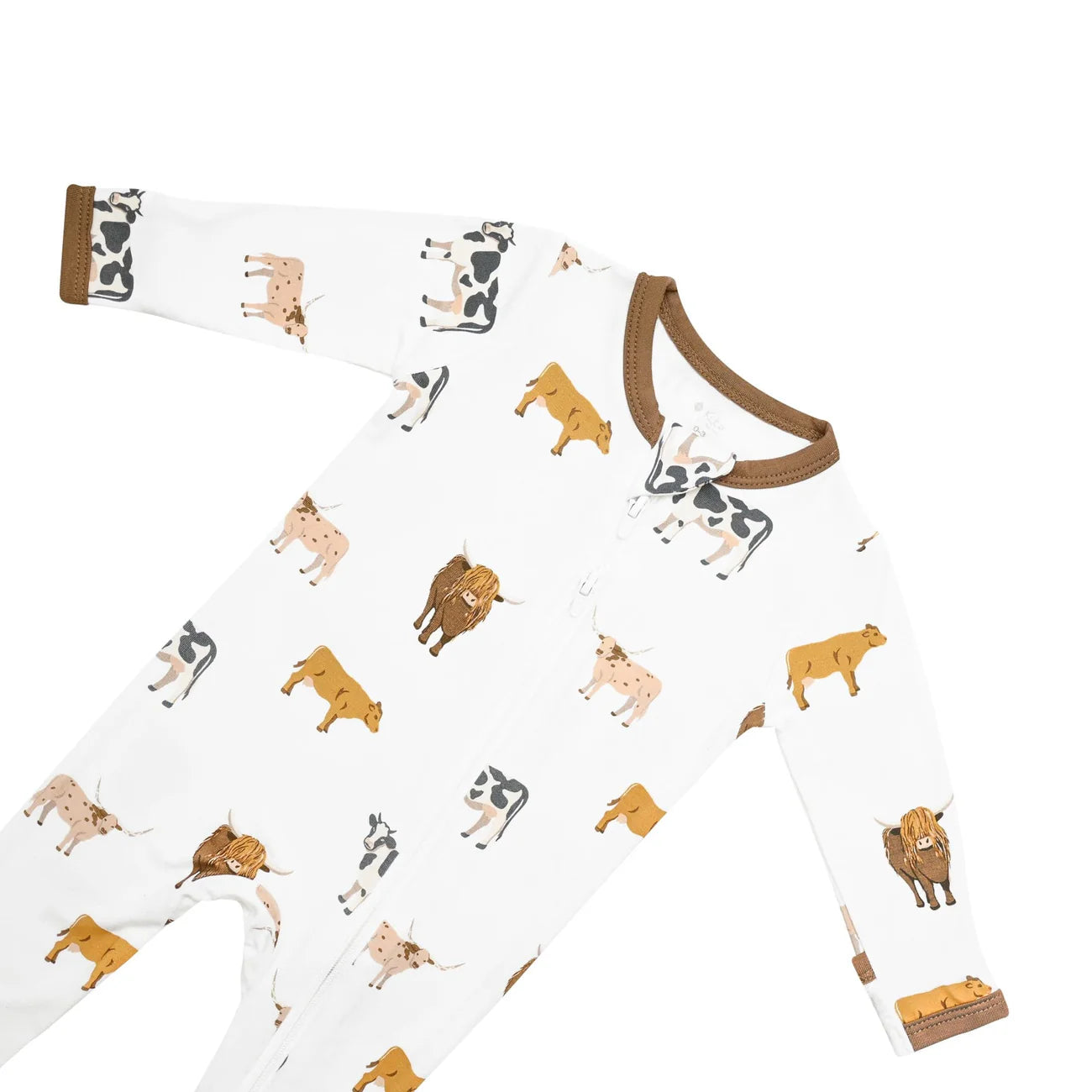 Zippered Footie in Moo - Doodlebug's Children's Boutique