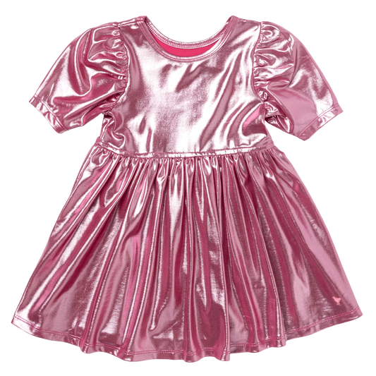 Lame' Laurie Dress in Pink  - Doodlebug's Children's Boutique