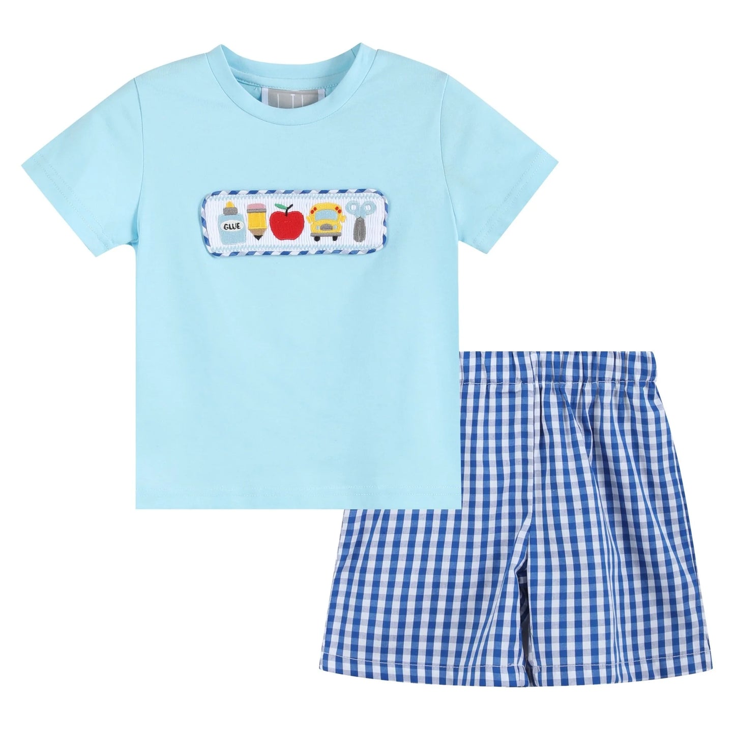 School Supplies Smocked Short Set - Doodlebug's Children's Boutique
