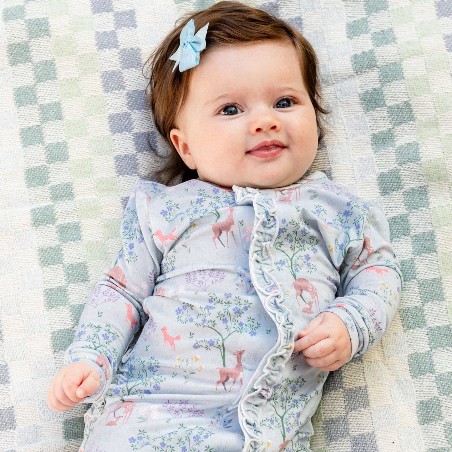 Love You Deerly Modal Magnetic Ruffle Footie - Doodlebug's Children's Boutique