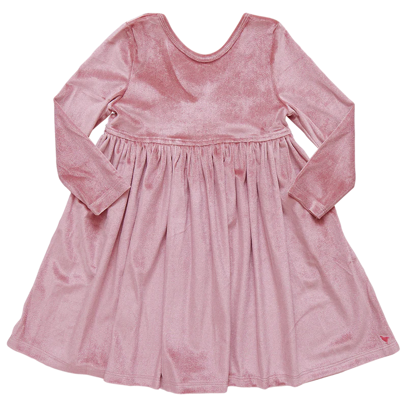 Velour Steph Dress in Mauve  - Doodlebug's Children's Boutique