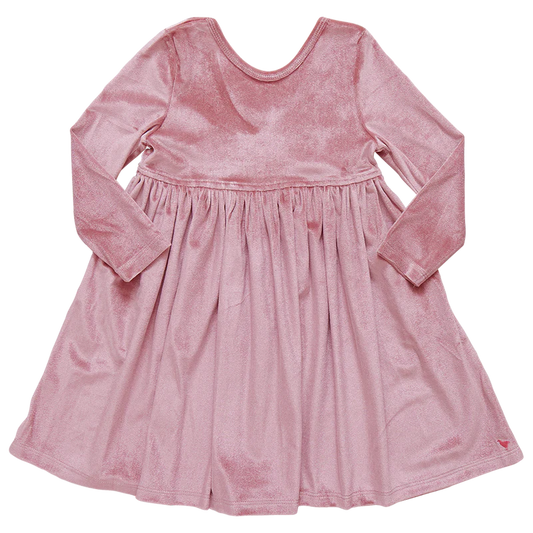 Velour Steph Dress in Mauve  - Doodlebug's Children's Boutique