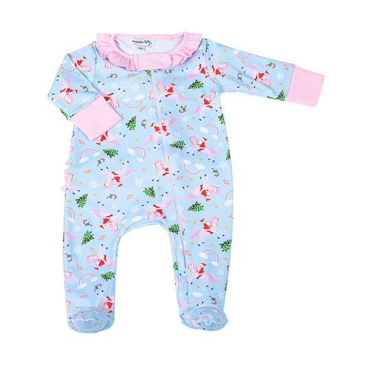 Merry Unicorn Printed Zip Footie  - Doodlebug's Children's Boutique