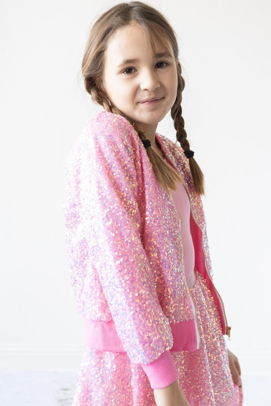 Bubblegum Pink Sequin Jacket  - Doodlebug's Children's Boutique