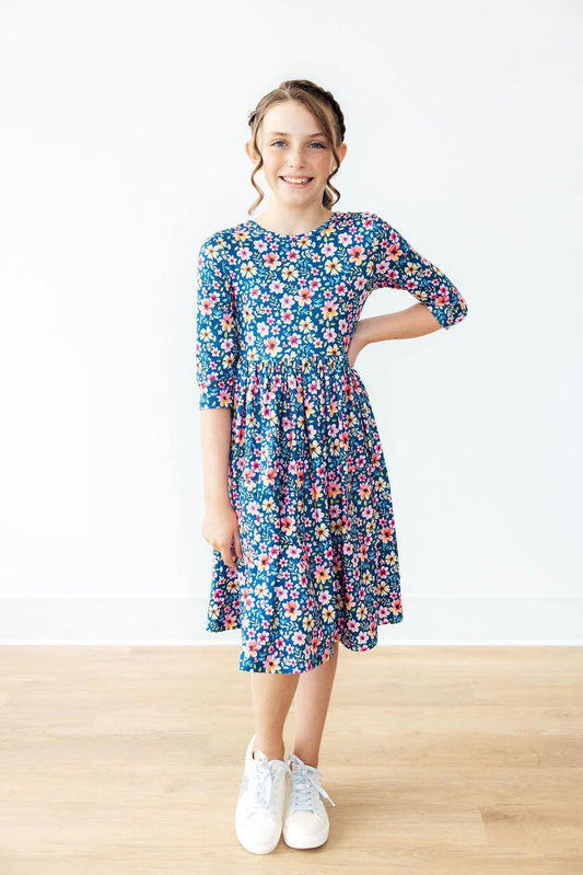 Rainforest Blooms 3/4 Sleeve Pocket Twirl Dress - Doodlebug's Children's Boutique